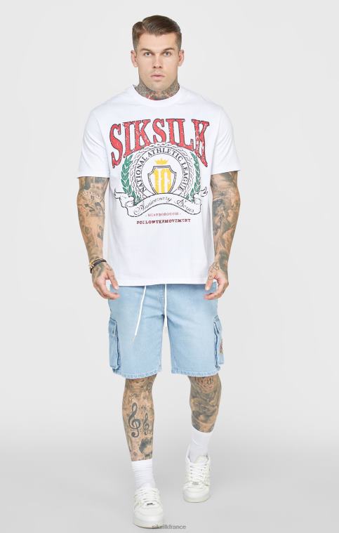 Hommes vêtements 6B8NV588 SikSilk short en jean bleu taille élastiquée