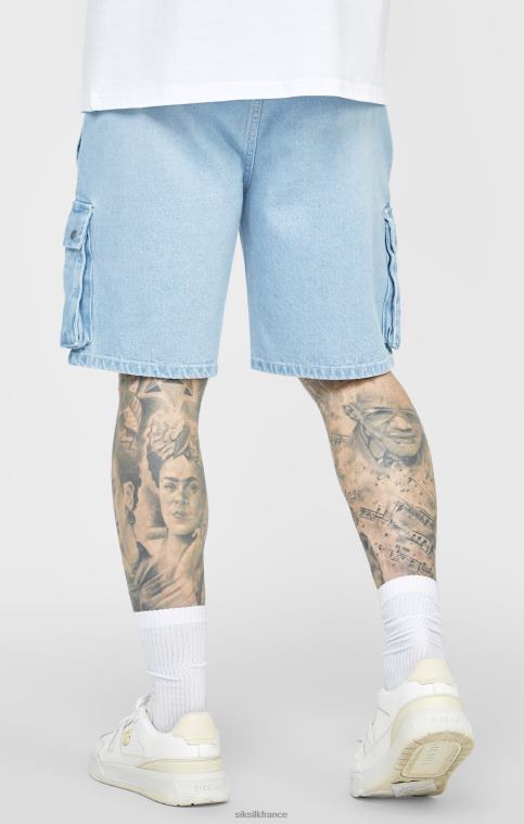 Hommes vêtements 6B8NV588 SikSilk short en jean bleu taille élastiquée