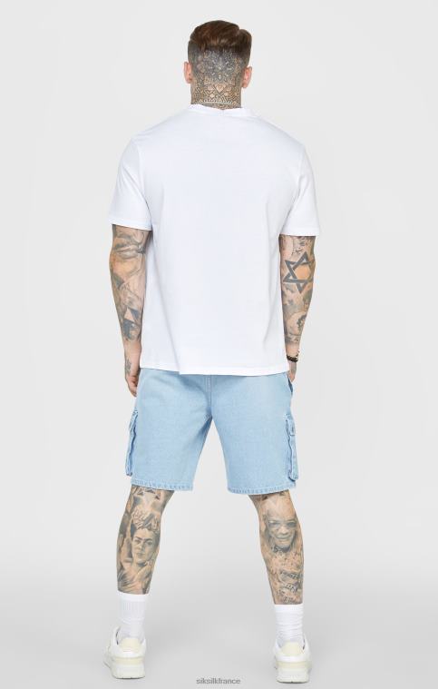 Hommes vêtements 6B8NV588 SikSilk short en jean bleu taille élastiquée