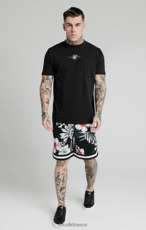 Hommes vêtements 6B8NV591 SikSilk short de basket fleuri - noir