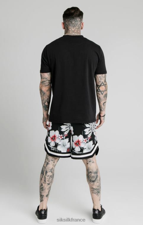 Hommes vêtements 6B8NV591 SikSilk short de basket fleuri - noir