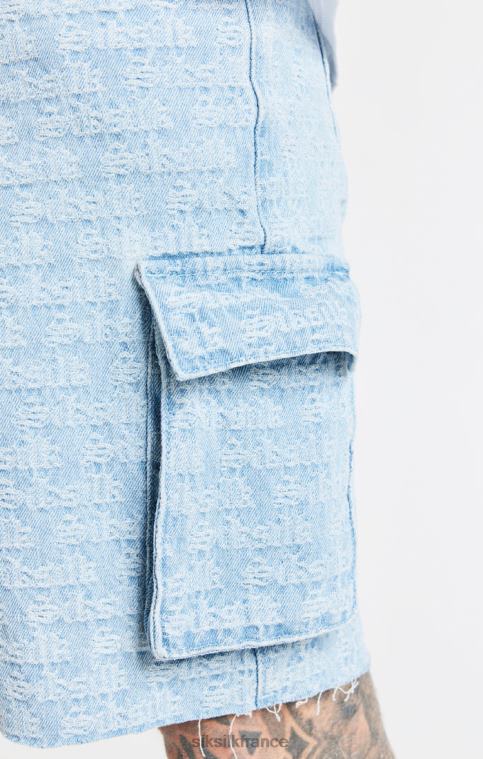 Hommes vêtements 6B8NV593 SikSilk short cargo en denim jacquard bleu