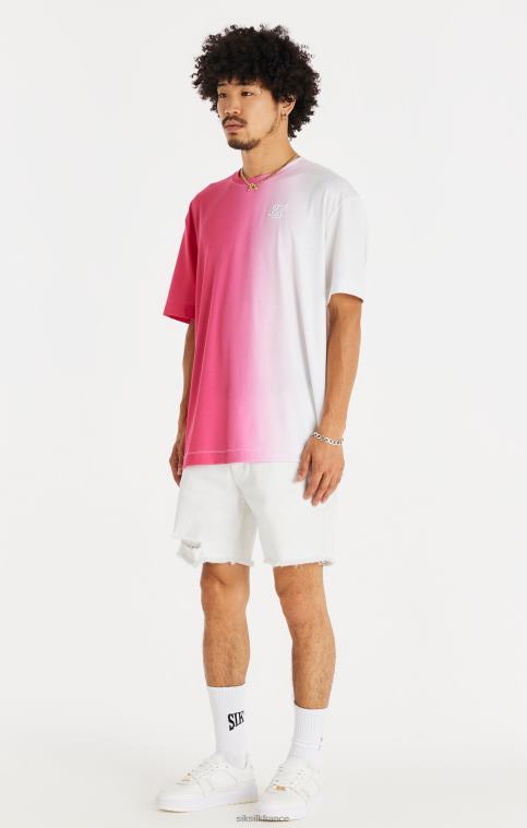 Hommes vêtements 6B8NV600 SikSilk short en jean blanc effet vieilli à ourlet brut