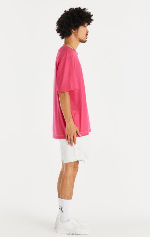 Hommes vêtements 6B8NV600 SikSilk short en jean blanc effet vieilli à ourlet brut