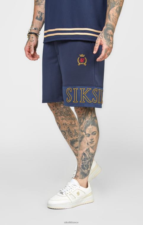 Hommes vêtements 6B8NV607 SikSilk short décontracté brodé bleu marine