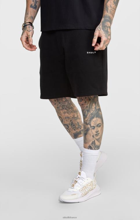 Hommes vêtements 6B8NV610 SikSilk short de jogging noir avec ceinture à rayures