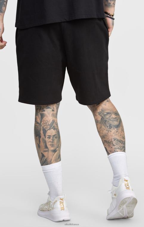 Hommes vêtements 6B8NV610 SikSilk short de jogging noir avec ceinture à rayures