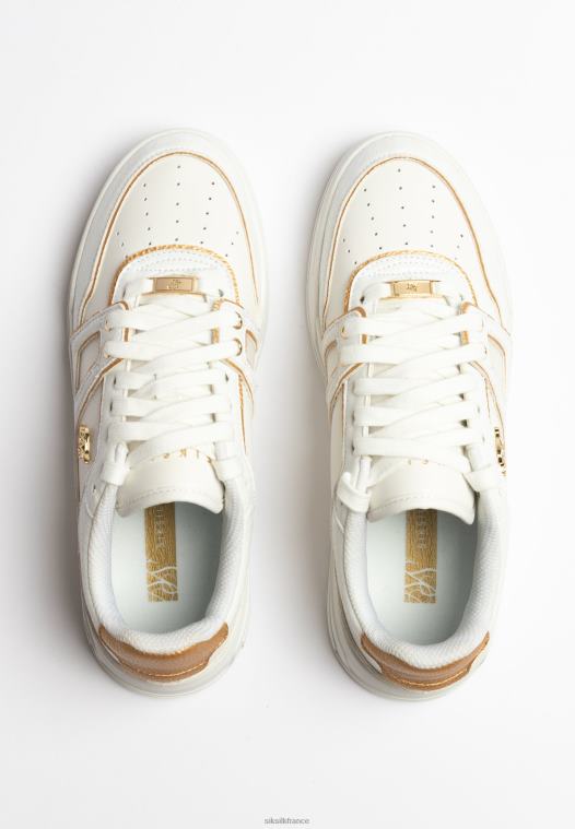 Hommes chaussure 6B8NV11 SikSilk baskets basses à finitions blanches et dorées