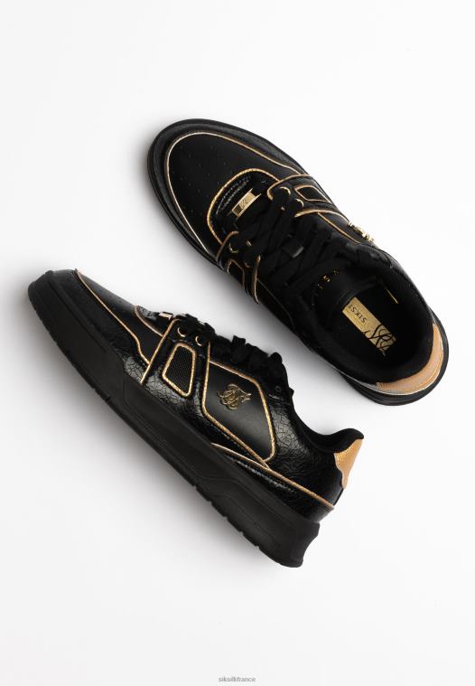 Hommes chaussure 6B8NV4 SikSilk baskets basses à finitions noires et dorées