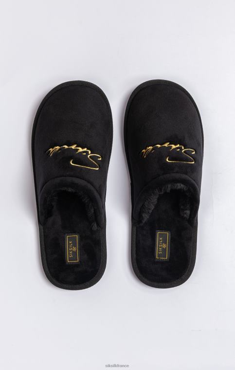 Hommes chaussure 6B8NV9 SikSilk babouche noire avec logo brodé