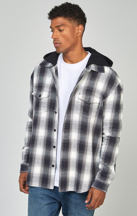 Hommes vêtements 6B8NV461 SikSilk chemise à capuche à carreaux gris