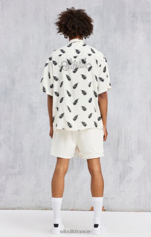 Hommes vêtements 6B8NV463 SikSilk x space jam chemise oversize imprimée écru