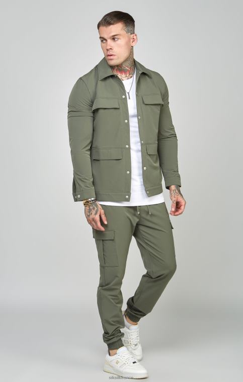 Hommes vêtements 6B8NV465 SikSilk surchemise utilitaire kaki