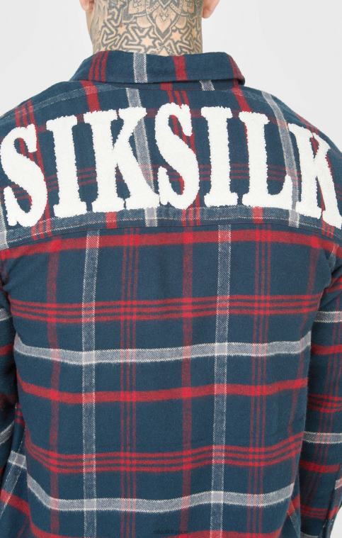 Hommes vêtements 6B8NV466 SikSilk chemise à carreaux à manches longues et logo en tissu éponge bleu marine