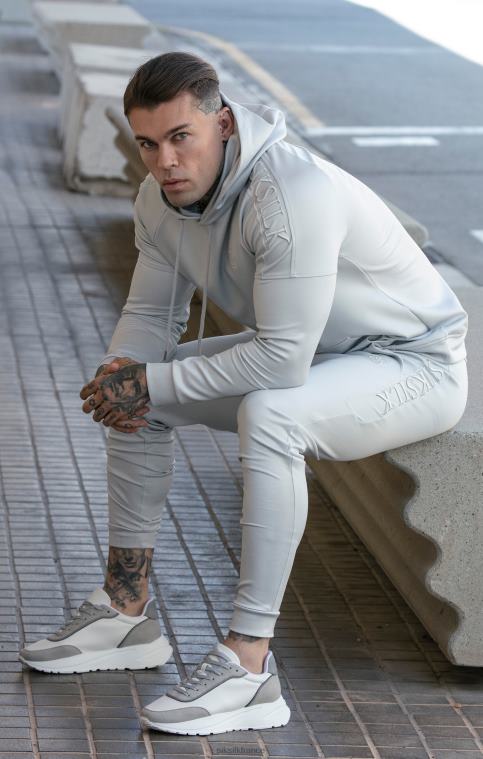 Hommes vêtements 6B8NV411 SikSilk sweat à capuche gris à empiècements