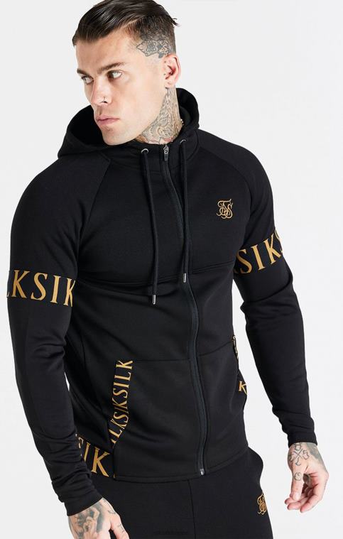 Hommes vêtements 6B8NV416 SikSilk sweat à capuche zippé dynamique noir