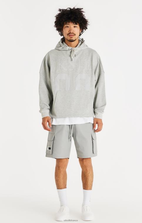 Hommes vêtements 6B8NV417 SikSilk sweat à capuche Elite texturé 89 - gris chiné
