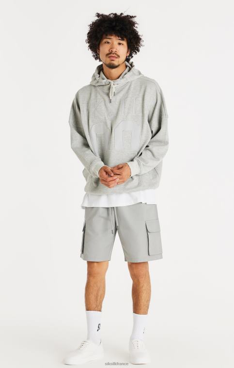 Hommes vêtements 6B8NV417 SikSilk sweat à capuche Elite texturé 89 - gris chiné