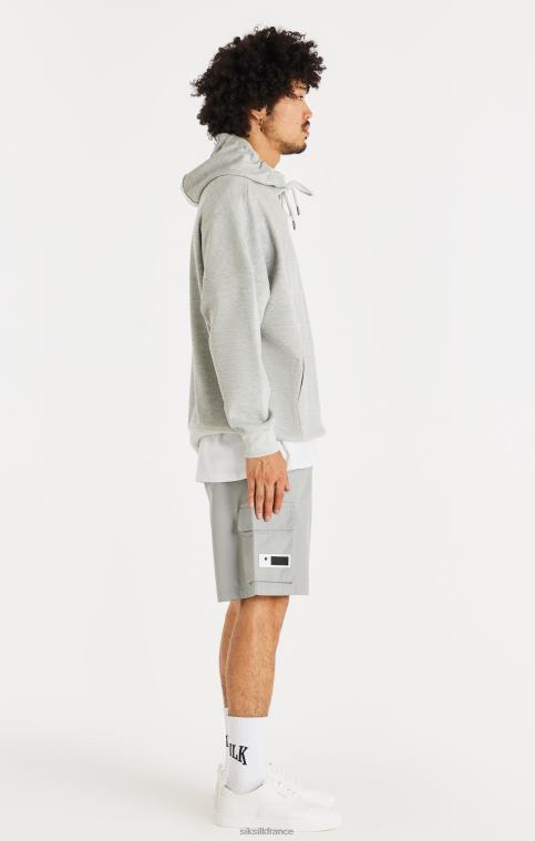 Hommes vêtements 6B8NV417 SikSilk sweat à capuche Elite texturé 89 - gris chiné