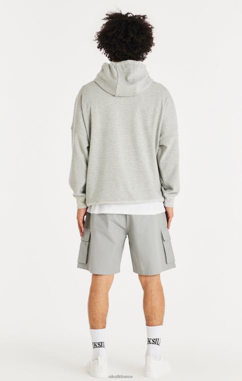 Hommes vêtements 6B8NV417 SikSilk sweat à capuche Elite texturé 89 - gris chiné