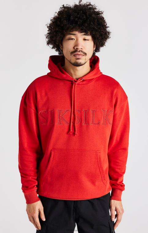 Hommes vêtements 6B8NV424 SikSilk sweat à capuche rouge appliqué