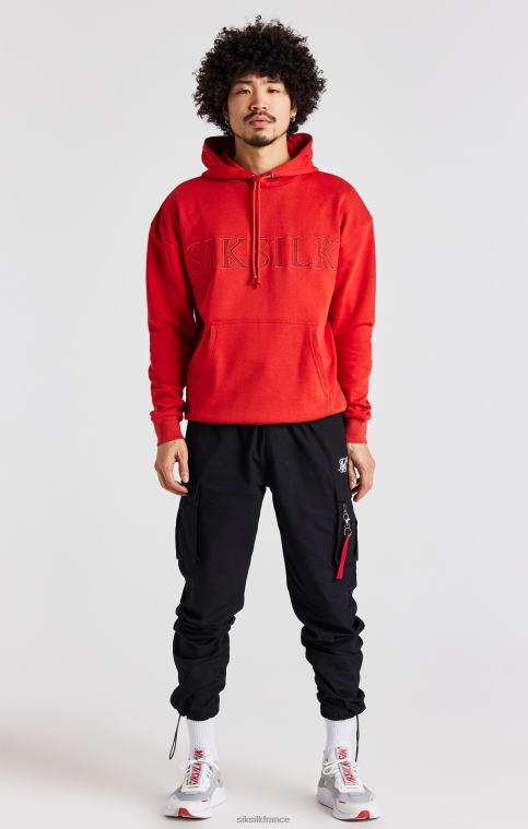 Hommes vêtements 6B8NV424 SikSilk sweat à capuche rouge appliqué
