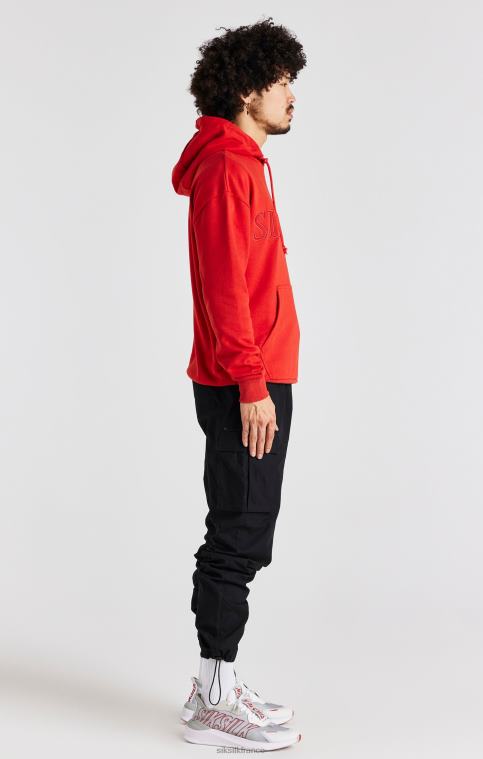 Hommes vêtements 6B8NV424 SikSilk sweat à capuche rouge appliqué