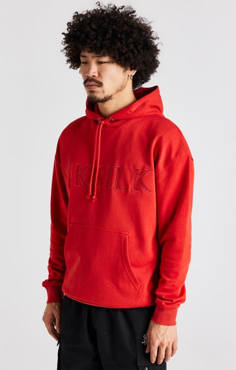 Hommes vêtements 6B8NV424 SikSilk sweat à capuche rouge appliqué