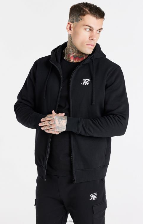 Hommes vêtements 6B8NV427 SikSilk sweat à capuche zippé essentiel noir à entonnoir