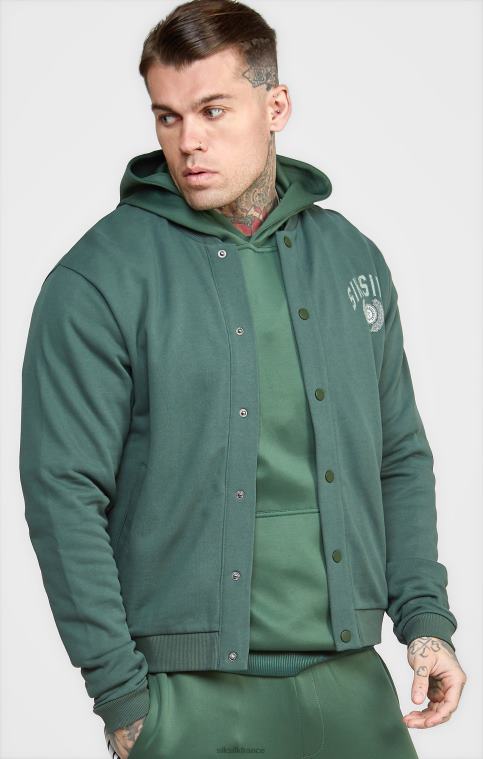 Hommes vêtements 6B8NV429 SikSilk bomber universitaire décontracté vert