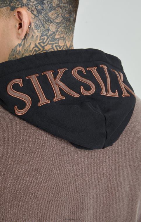 Hommes vêtements 6B8NV430 SikSilk sweat à capuche oversize bouclé marron délavé