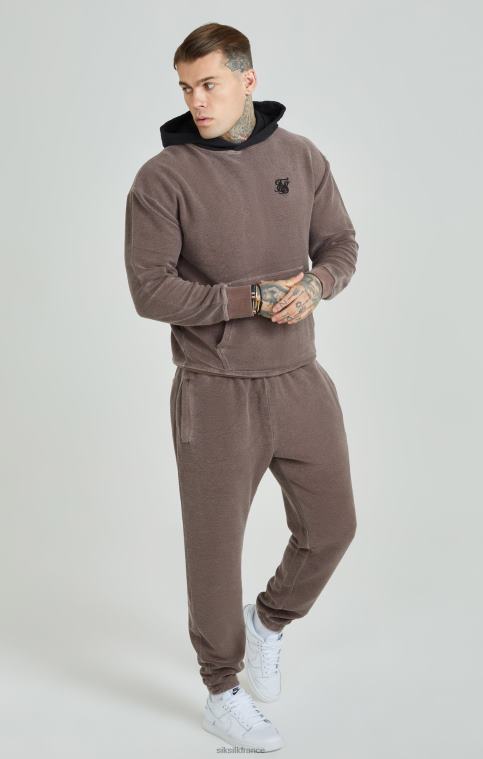 Hommes vêtements 6B8NV430 SikSilk sweat à capuche oversize bouclé marron délavé