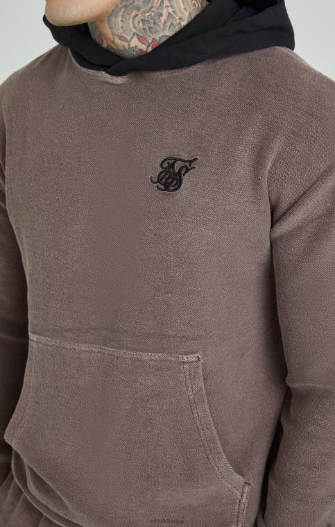 Hommes vêtements 6B8NV430 SikSilk sweat à capuche oversize bouclé marron délavé