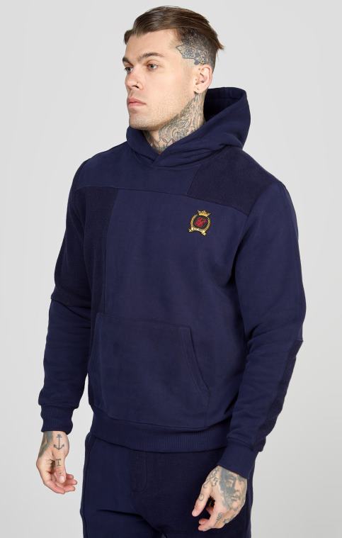 Hommes vêtements 6B8NV435 SikSilk sweat à capuche oversize inversé coupé-cousu bleu marine
