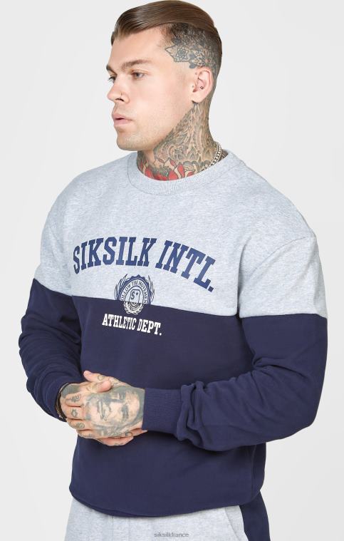 Hommes vêtements 6B8NV437 SikSilk sweat oversize bleu marine coupé-cousu