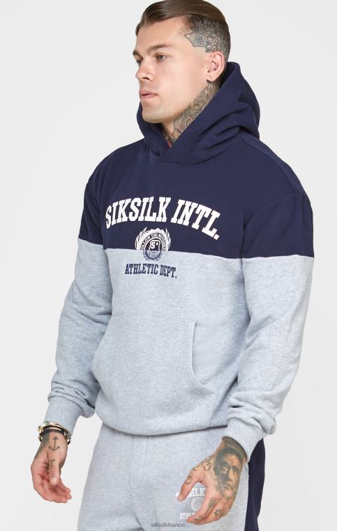 Hommes vêtements 6B8NV442 SikSilk sweat à capuche oversize bleu marine coupé-cousu