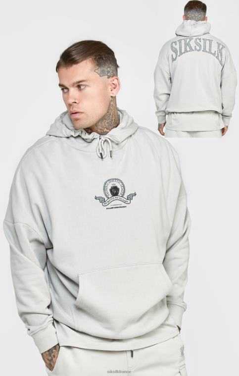 Hommes vêtements 6B8NV443 SikSilk sweat à capuche oversize gris à imprimé universitaire