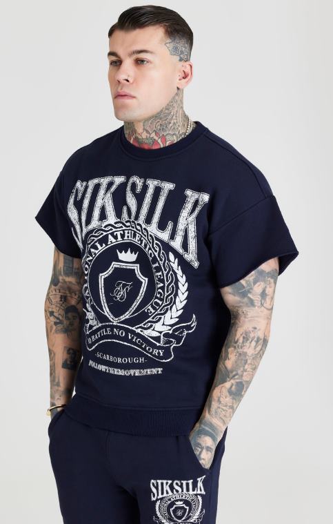 Hommes vêtements 6B8NV445 SikSilk sweat universitaire bleu marine