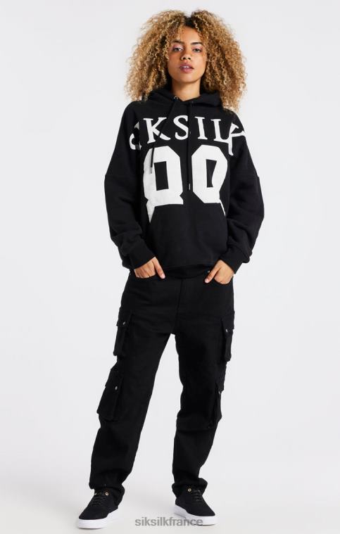 Hommes vêtements 6B8NV448 SikSilk sweat à capuche noir coupe décontractée à épaules tombantes