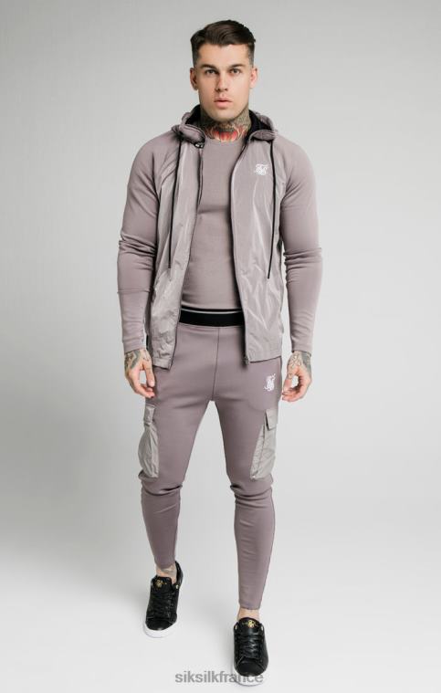 Hommes vêtements 6B8NV453 SikSilk Adapt sweat à capuche zippé en nylon écrasé - gris