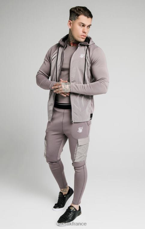 Hommes vêtements 6B8NV453 SikSilk Adapt sweat à capuche zippé en nylon écrasé - gris