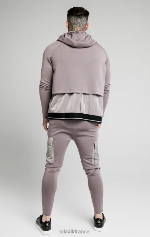 Hommes vêtements 6B8NV453 SikSilk Adapt sweat à capuche zippé en nylon écrasé - gris