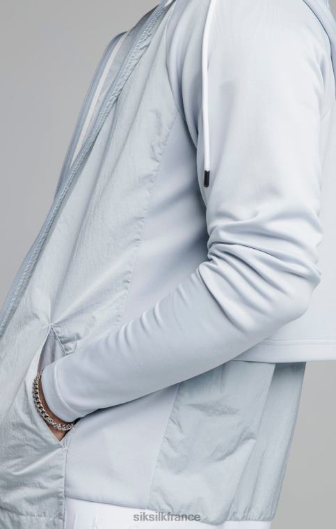 Hommes vêtements 6B8NV455 SikSilk Sweat à capuche zippé bleu en nylon écrasé adapt
