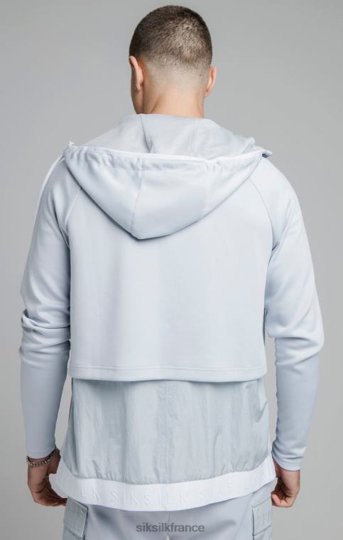Hommes vêtements 6B8NV455 SikSilk Sweat à capuche zippé bleu en nylon écrasé adapt