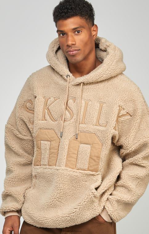 Hommes vêtements 6B8NV456 SikSilk sweat à capuche beige à appliqué borg 89