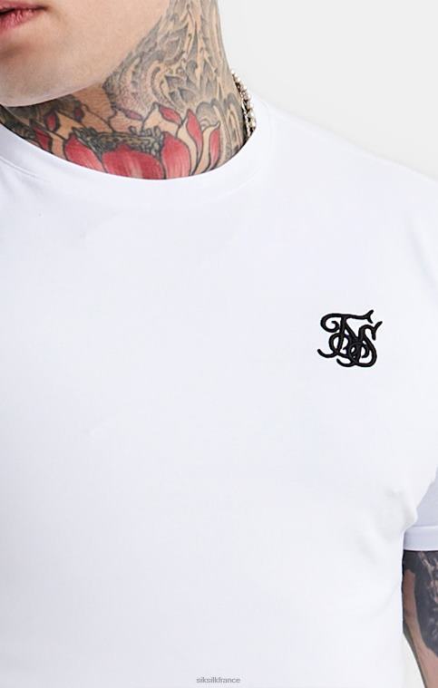 Hommes vêtements 6B8NV364 SikSilk t-shirt blanc essentiel à manches courtes et coupe musculaire
