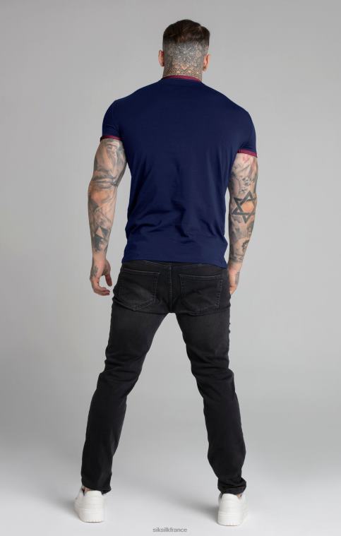 Hommes vêtements 6B8NV366 SikSilk t-shirt à manches courtes bleu marine