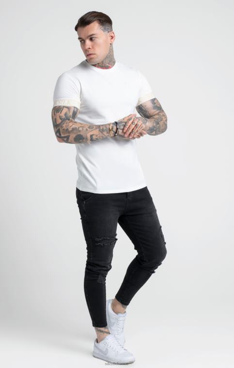 Hommes vêtements 6B8NV367 SikSilk t-shirt écru à poignets élastiques