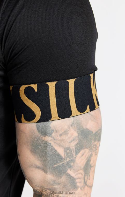 Hommes vêtements 6B8NV368 SikSilk t-shirt noir et doré à revers élastique