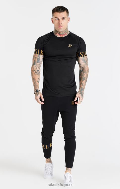 Hommes vêtements 6B8NV368 SikSilk t-shirt noir et doré à revers élastique
